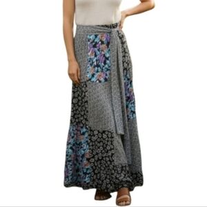 Suttles and Seawinds Floral Patchwork Maxi Skirt - Black and Purple
